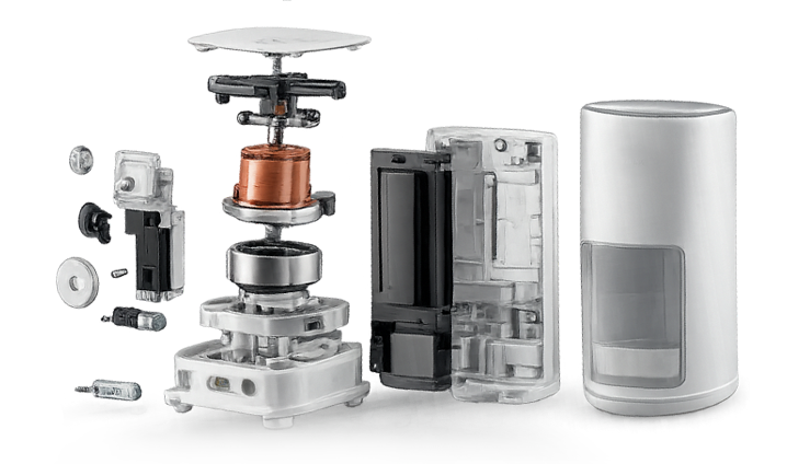 Exploded view showing HHI product engineering and internal components
